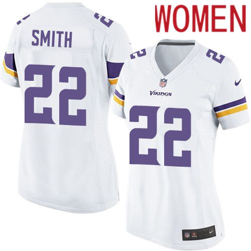 Women Minnesota Vikings #22 Harrison Smith Nike White Game NFL Jersey->women nfl jersey->Women Jersey